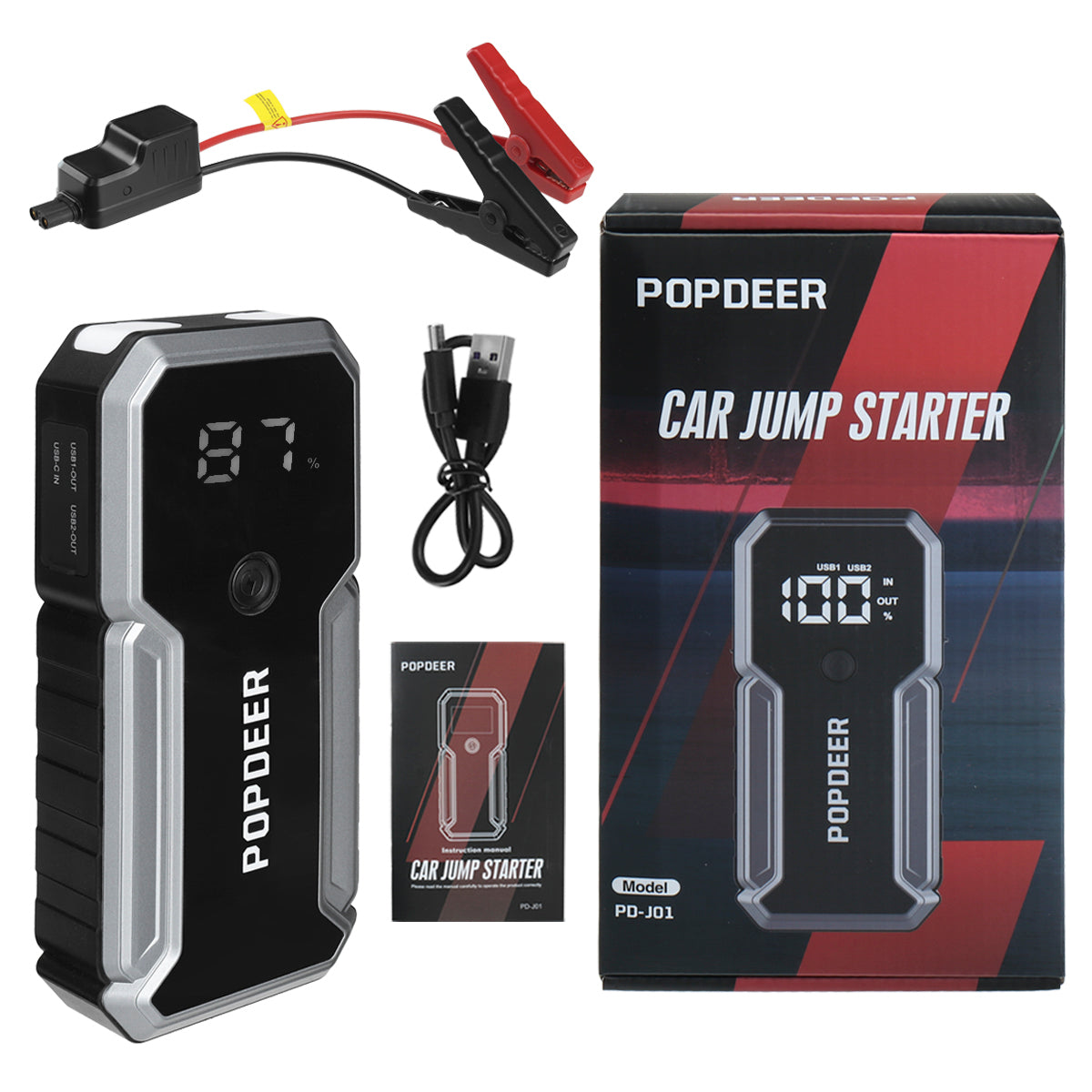 POPDEER PD-J01 20000mAh 2500A Car Jump Starter